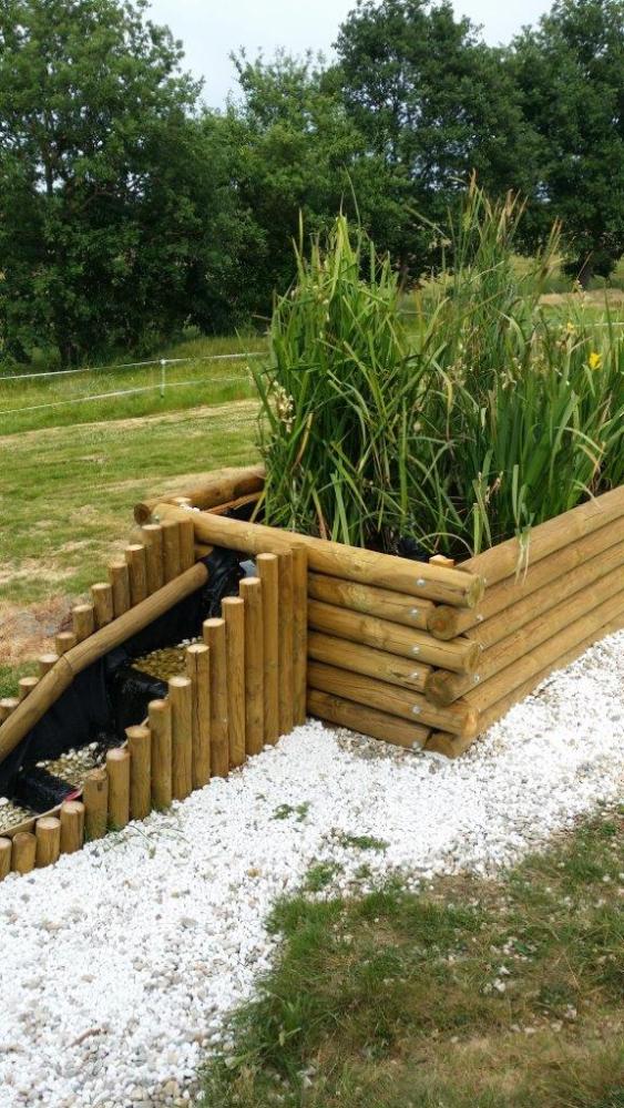 Bassin de jardin en rondins de pin